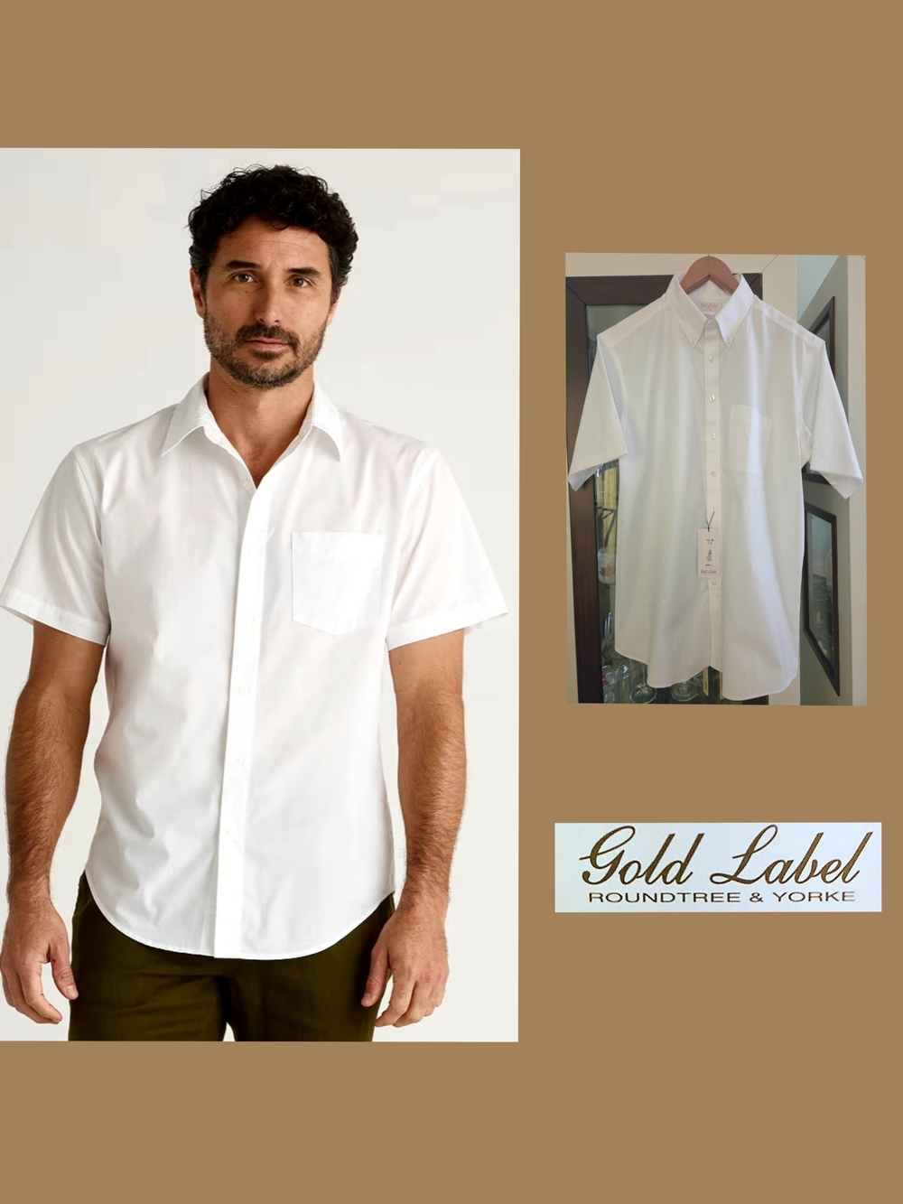 NWT Roundtree & Yorke White Short-Sleeve Button-Front Casual Shirt ❤️